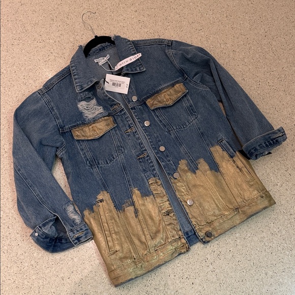 Denim and Gold Women's Jacket - Picture 2 of 6
